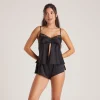 Lounge Underwear Pyjamastoppar | Pyjamasset<Bow Cami Pyjamatopp i Satin - Svart