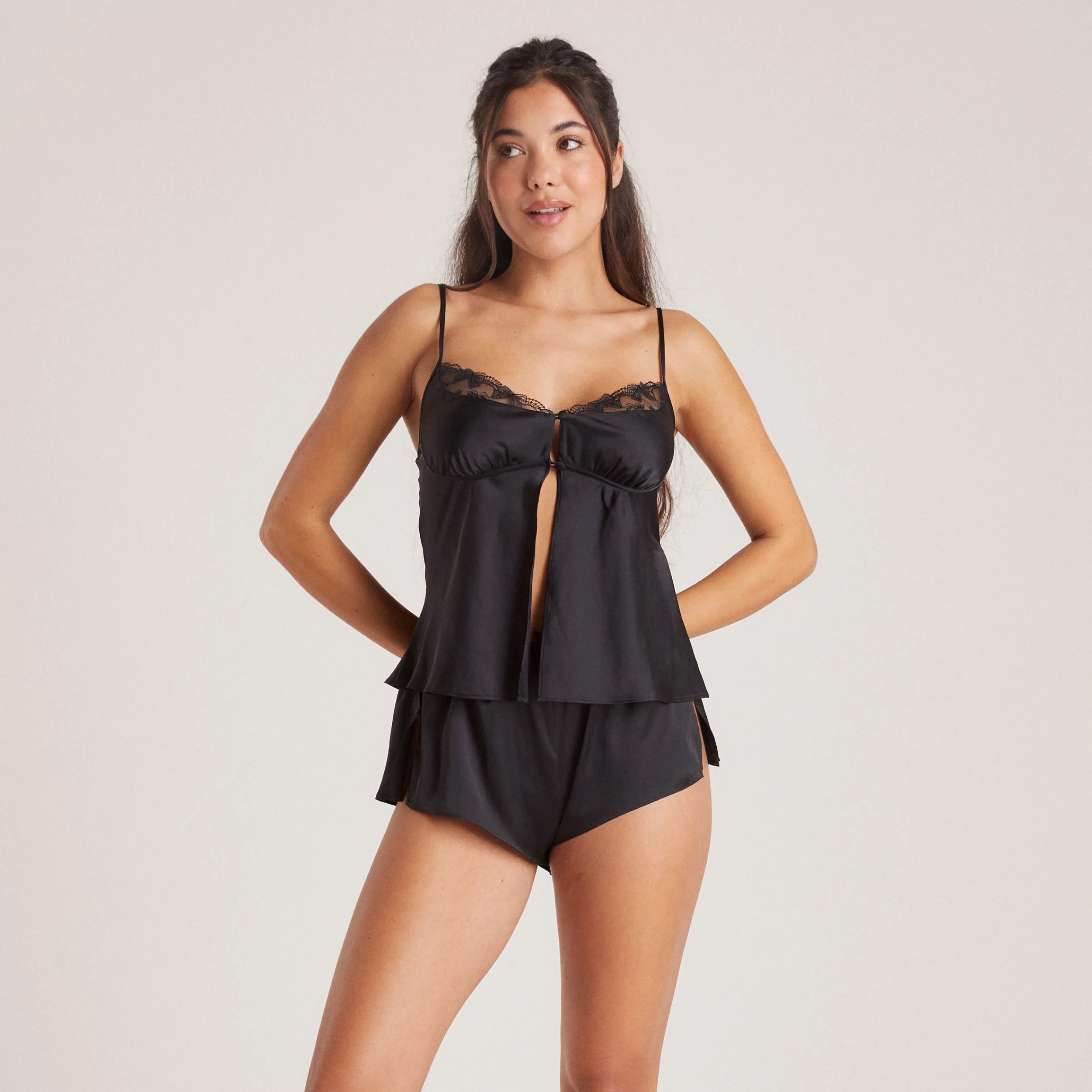 Lounge Underwear Pyjamastoppar | Pyjamasset<Bow Cami Pyjamatopp i Satin - Svart