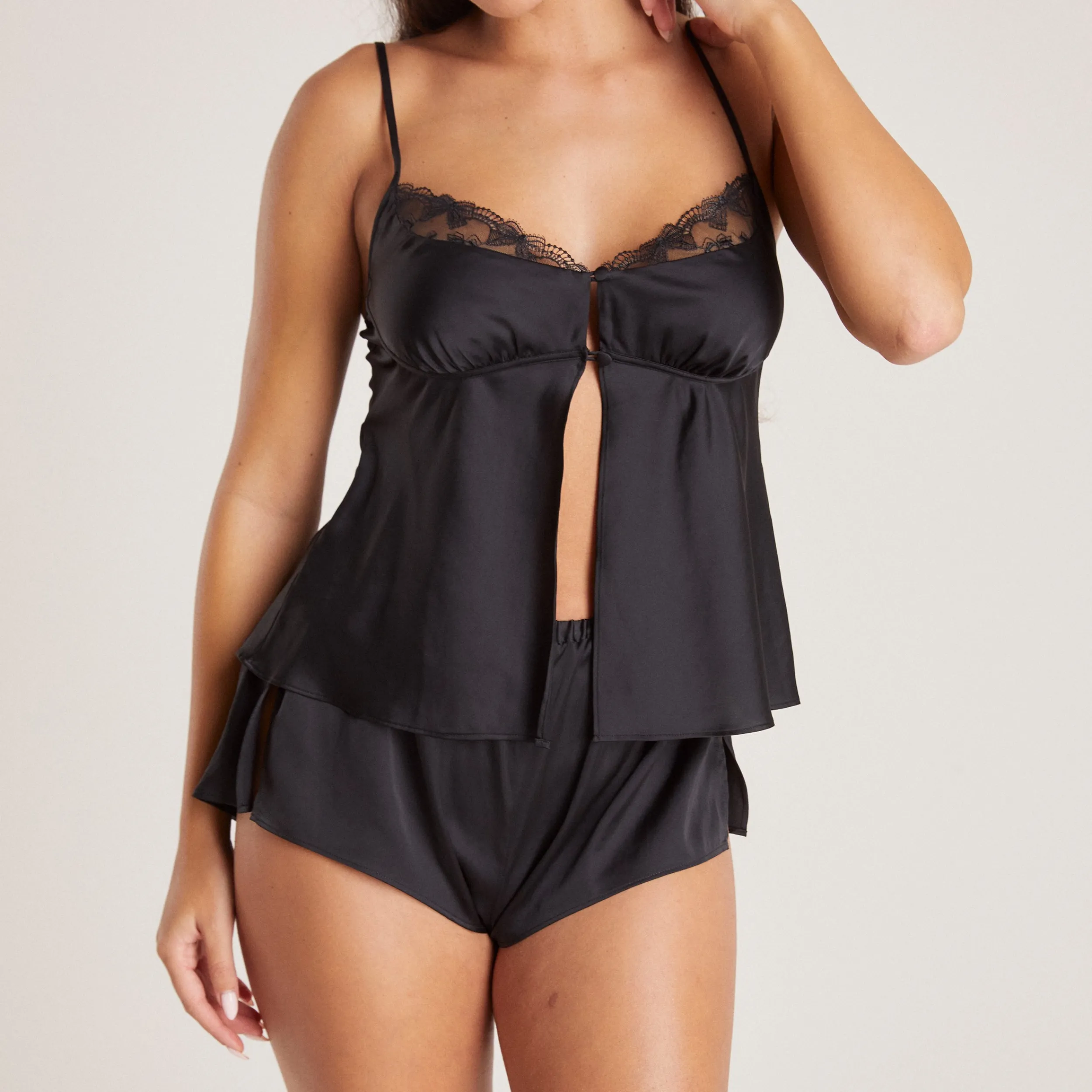 Lounge Underwear Pyjamastoppar | Pyjamasset<Bow Cami Pyjamatopp i Satin - Svart