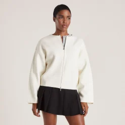 Lounge Underwear Tröjor & Koftor | Kavajer<Cardigan med Dragkedja - Creme