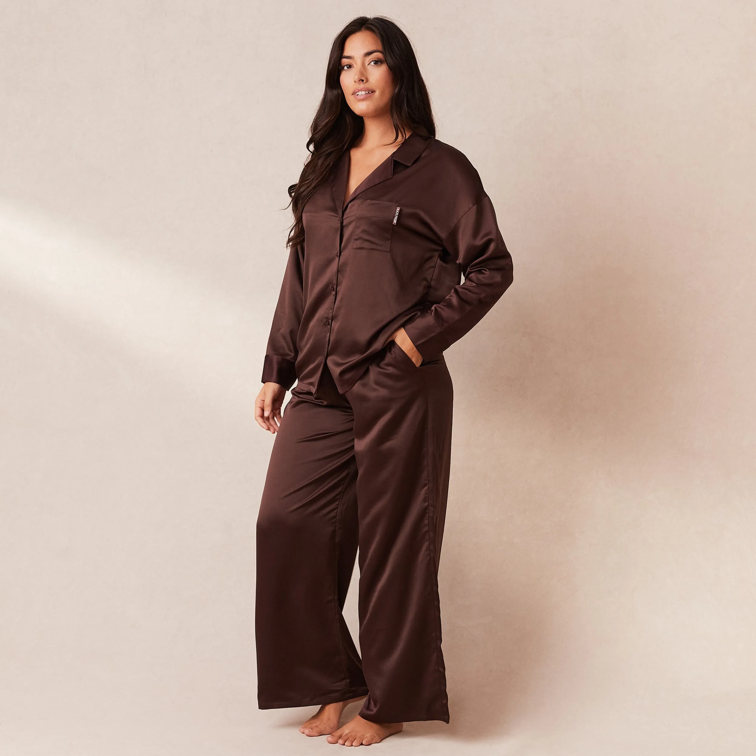 Lounge Underwear Pyjamasset<Classic Satin Pyjamabyxor - Choklad