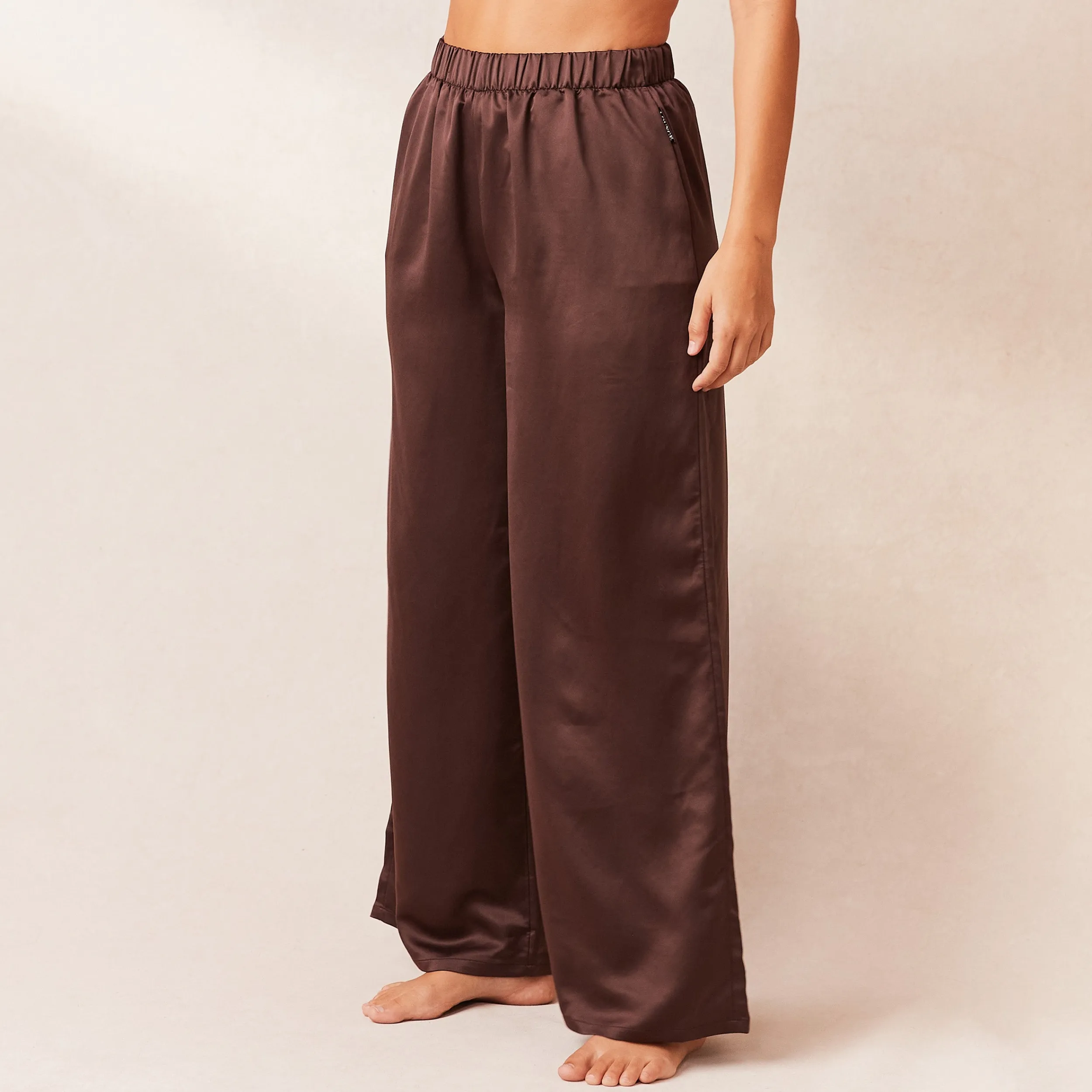 Lounge Underwear Pyjamasset<Classic Satin Pyjamabyxor - Choklad