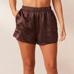 Lounge Underwear Pyjamasset | Pyjamasbyxor<Classic Satin Pyjamashorts - Choklad