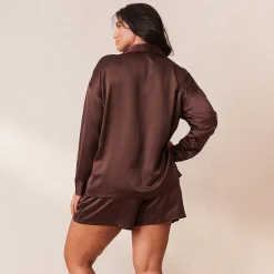 Lounge Underwear Pyjamasset | Pyjamastoppar<Classic Satin Pyjamaskjorta - Choklad
