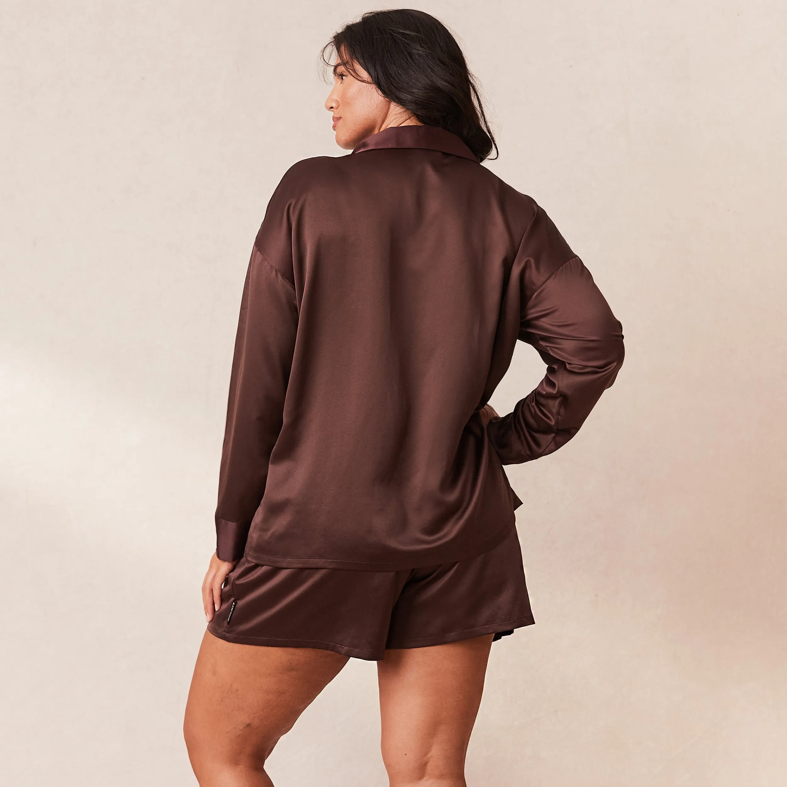Lounge Underwear Pyjamasset | Pyjamastoppar<Classic Satin Pyjamaskjorta - Choklad