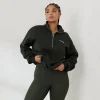 Lounge Underwear Huvtröjor Och Tröjor<Essential Oversized Tröja med Kvart Dragkedja - Tallgrön