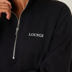 Lounge Underwear Huvtröjor Och Tröjor<Essential Oversized Tröja med Kvart Dragkedja - Svart