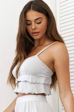 Lounge Underwear Nattkläder<Frill Pyjamatopp - Frostfärg