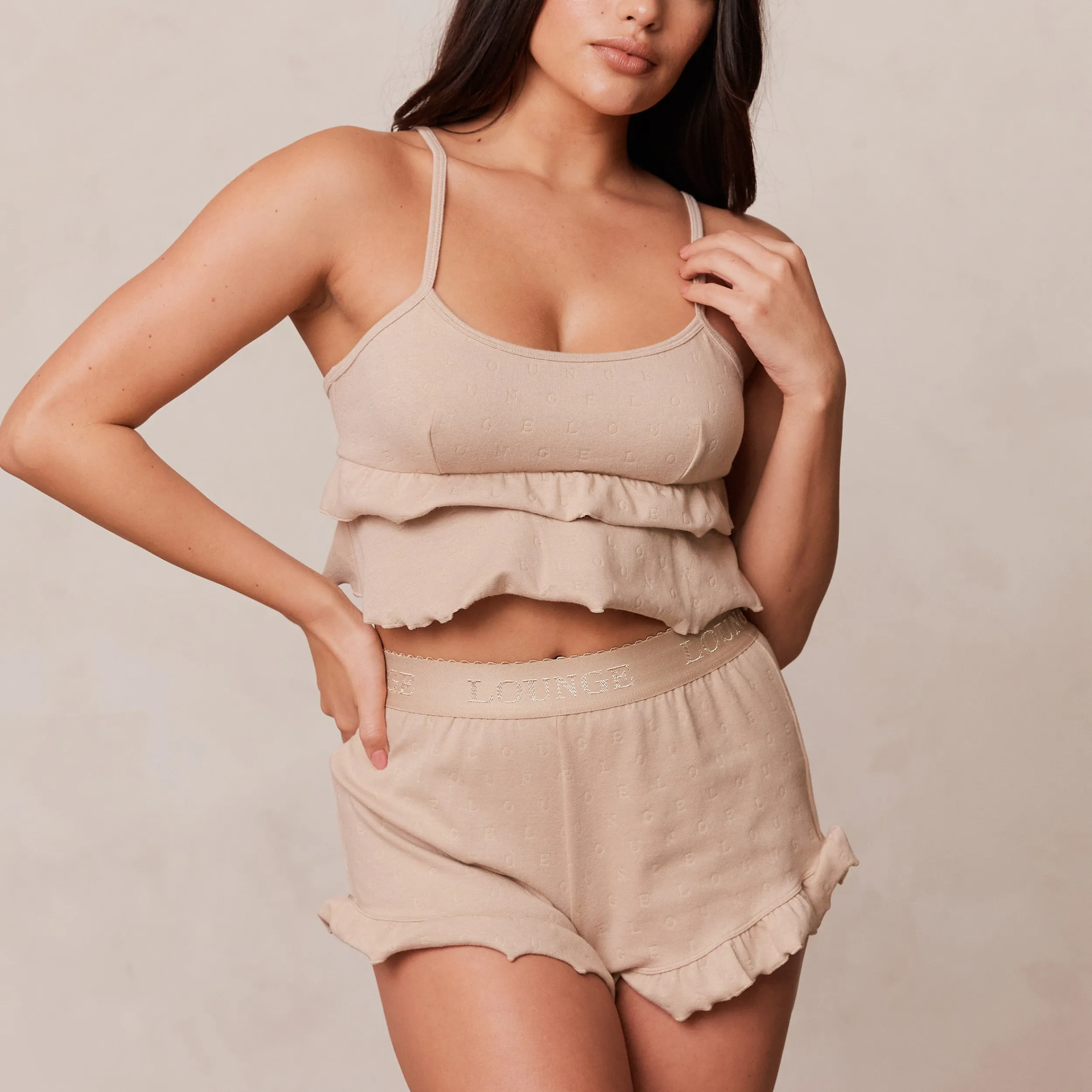 Lounge Underwear Nattkläder<Frill Pyjamatopp - Minkfärg
