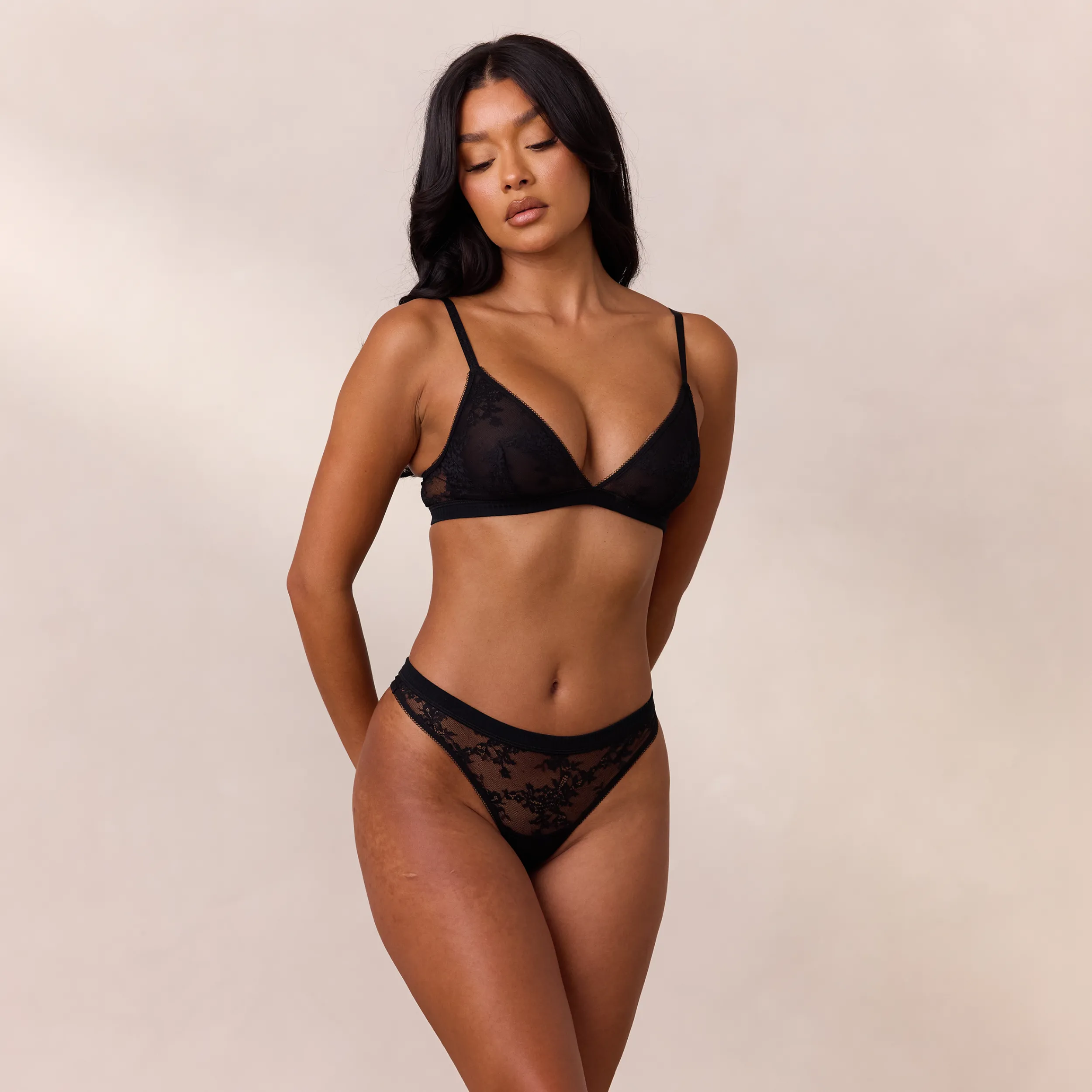 Lounge Underwear Utan Bygel<Lace Triangle Bralette - Svart