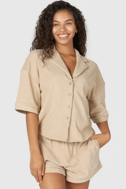 Lounge Underwear Nattkläder<Luxury Embossed Pyjamastopp - Minkfärg