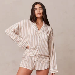 Lounge Underwear Nattkläder<Pinstripe Pyjama Topp - Minkfärg