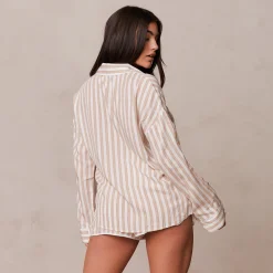 Lounge Underwear Nattkläder<Pinstripe Pyjama Topp - Minkfärg