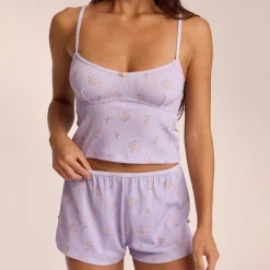 Lounge Underwear Pyjamastoppar | Pyjamasset<Pointelle Cami Pyjamatopp - Blommig Lila BlommigLila