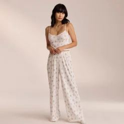 Lounge Underwear Pyjamasbyxor<Pointelle Pyjamabyxor - Blommig Vit BlommigVit