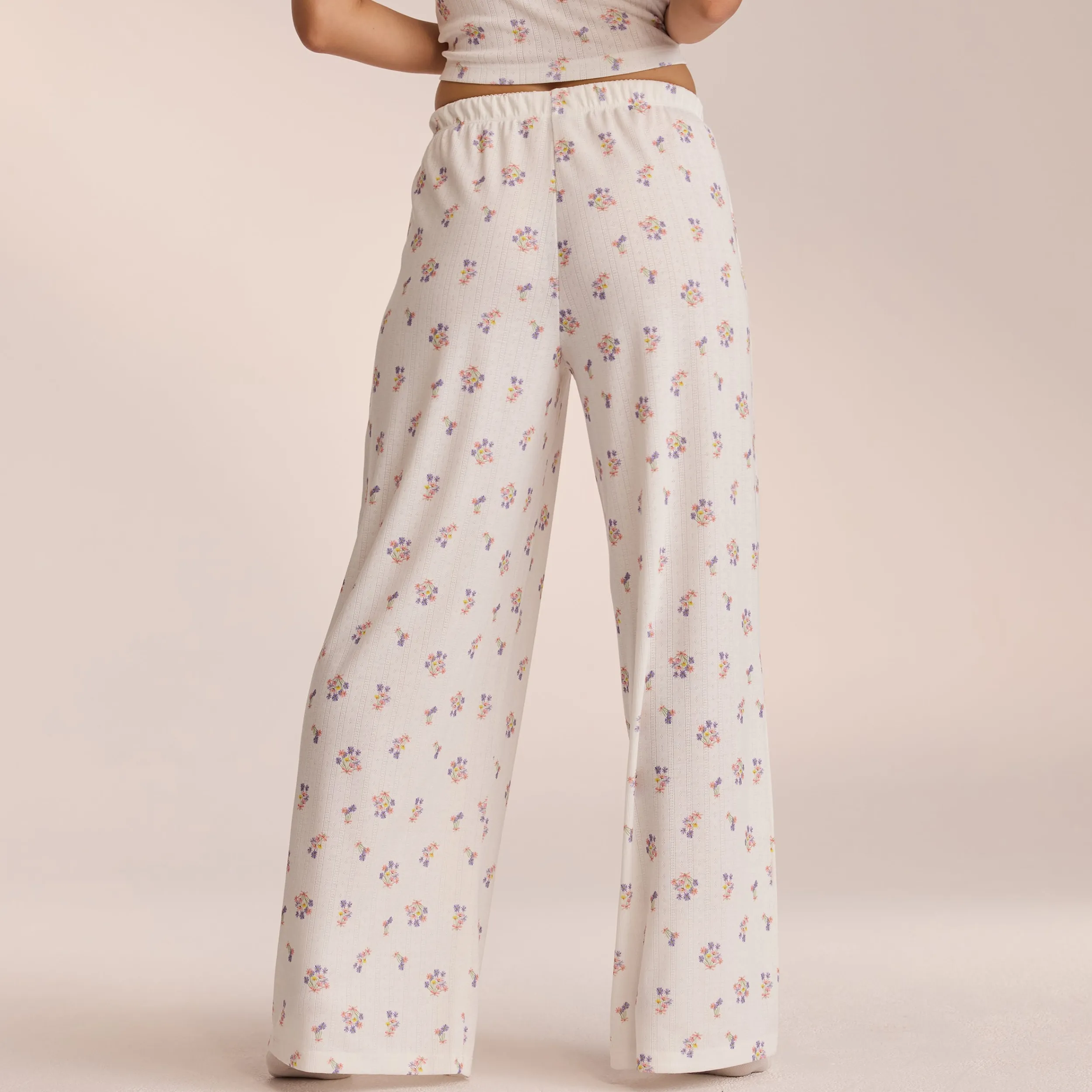 Lounge Underwear Pyjamasbyxor<Pointelle Pyjamabyxor - Blommig Vit BlommigVit