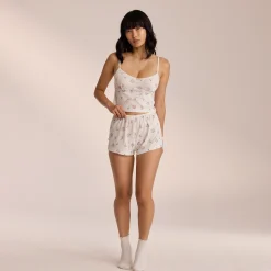 Lounge Underwear Pyjamasbyxor<Pointelle Pyjamashorts - Blommig Vit BlommigVit