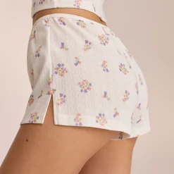 Lounge Underwear Pyjamasbyxor<Pointelle Pyjamashorts - Blommig Vit BlommigVit