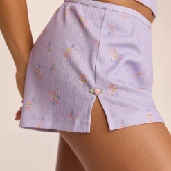 Lounge Underwear Pyjamasbyxor | Pyjamasset<Pointelle Pyjamashorts - Blommig Lila BlommigLila