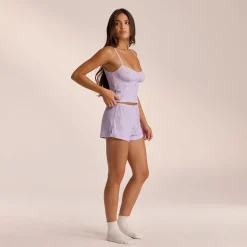 Lounge Underwear Pyjamasbyxor | Pyjamasset<Pointelle Pyjamashorts - Blommig Lila BlommigLila