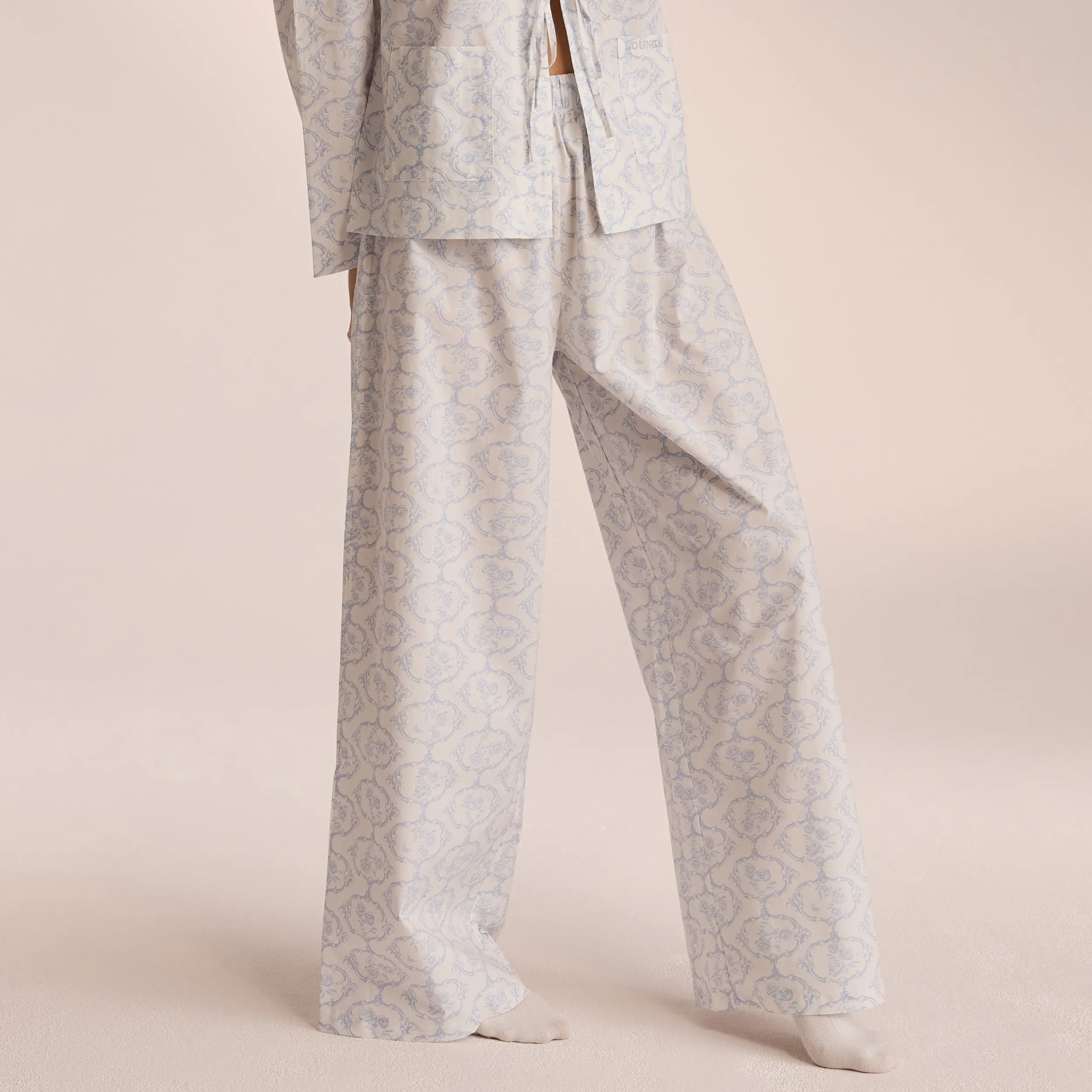 Lounge Underwear Pyjamasbyxor<Pyjamabyxor i Bomull - Blue Blå