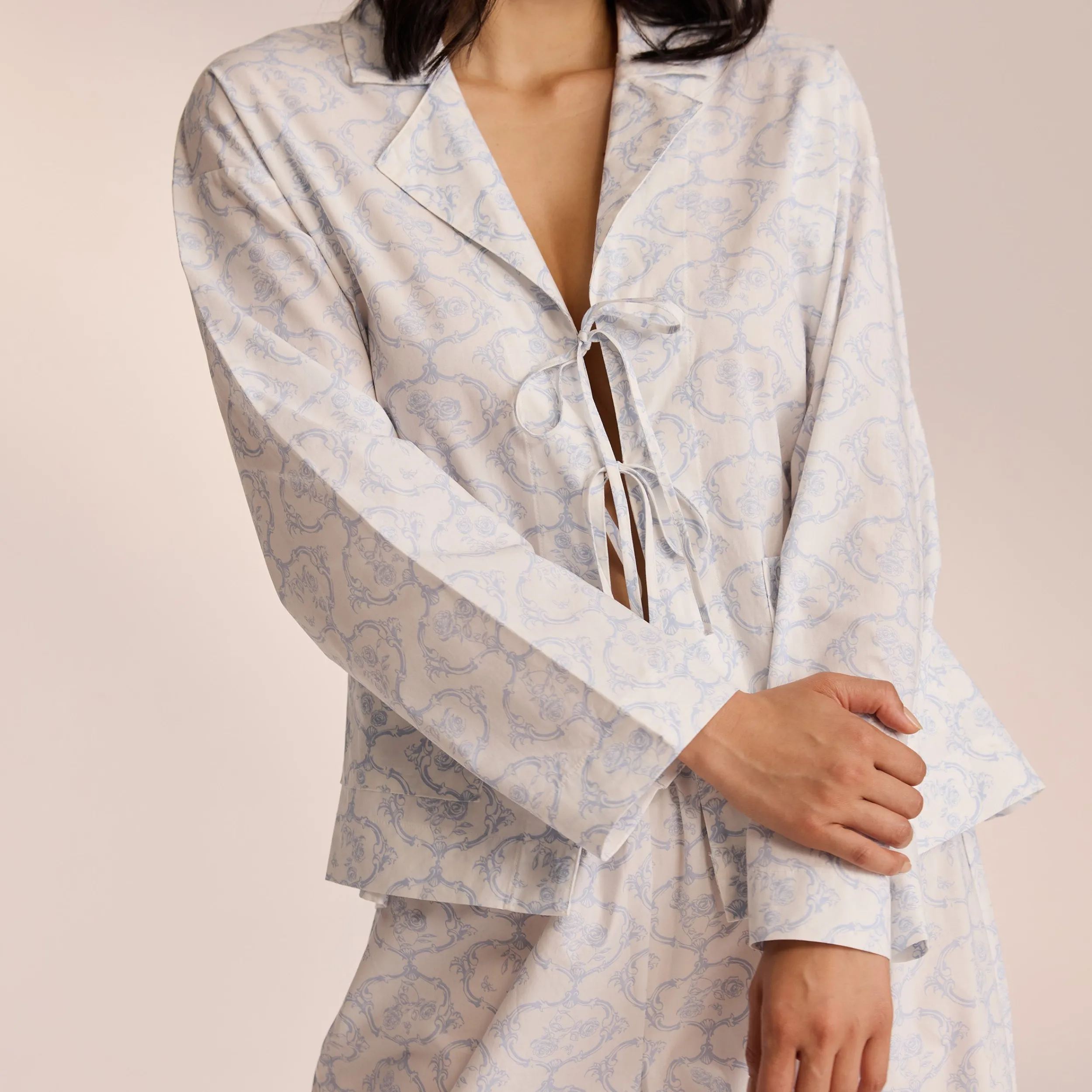 Lounge Underwear Pyjamastoppar<Pyjamasskjorta i Bomull - Blue Blå