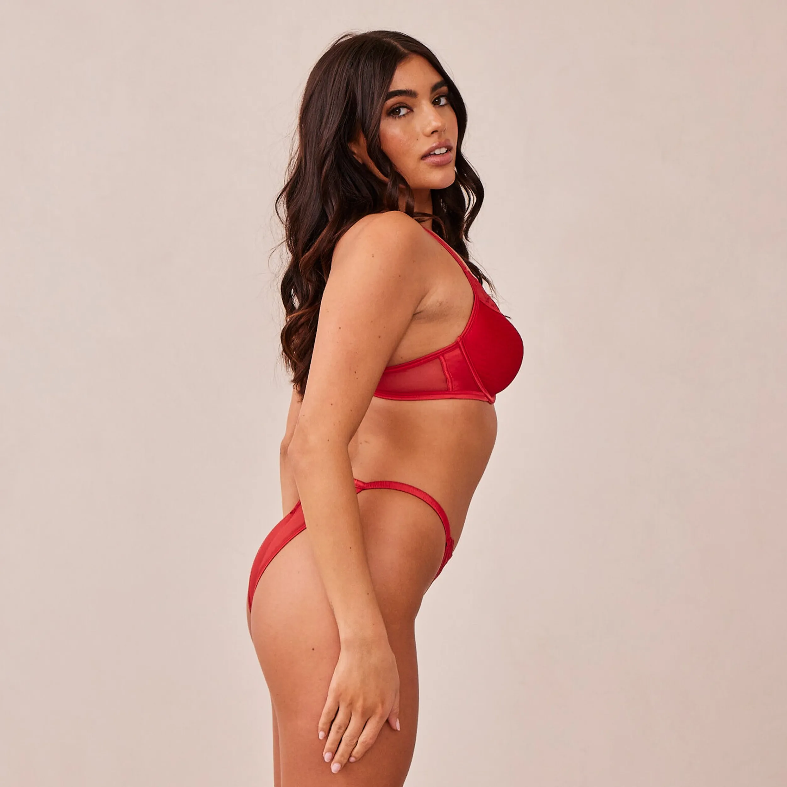 Lounge Underwear Behåar<Quilted Lace Balcony BH - Rödbrun