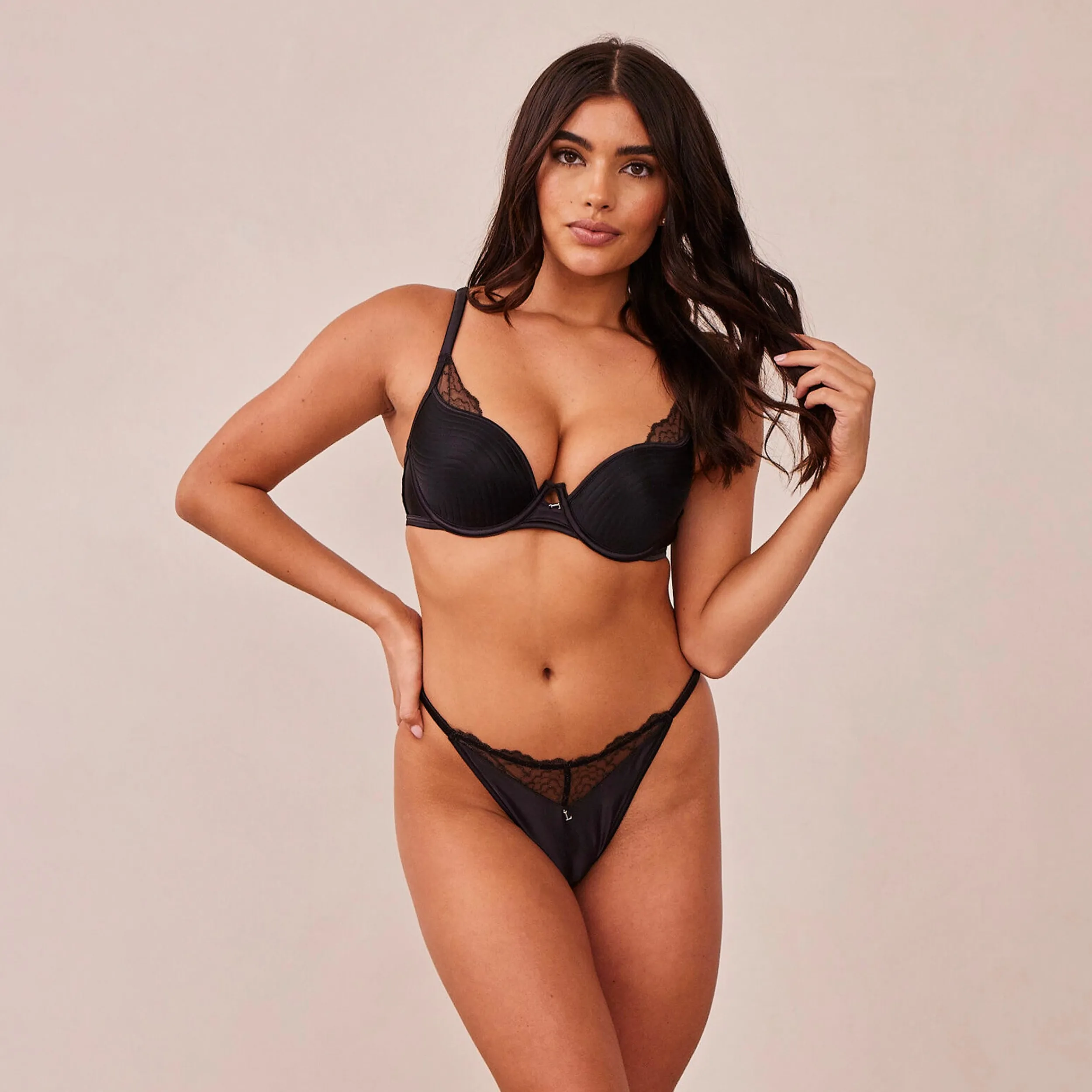 Lounge Underwear Behåar<Quilted Lace Balcony BH - Svart