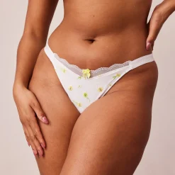 Lounge Underwear Underdelar<Ribbed Floral Triangle Trosor - Vit