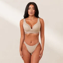 Lounge Underwear Vadderad | Push Up<Ribbed Mindful BH - Minkfärg