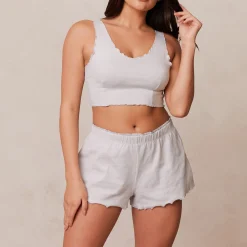 Lounge Underwear Nattkläder<Ruffle Pyjamatopp - Frostfärg