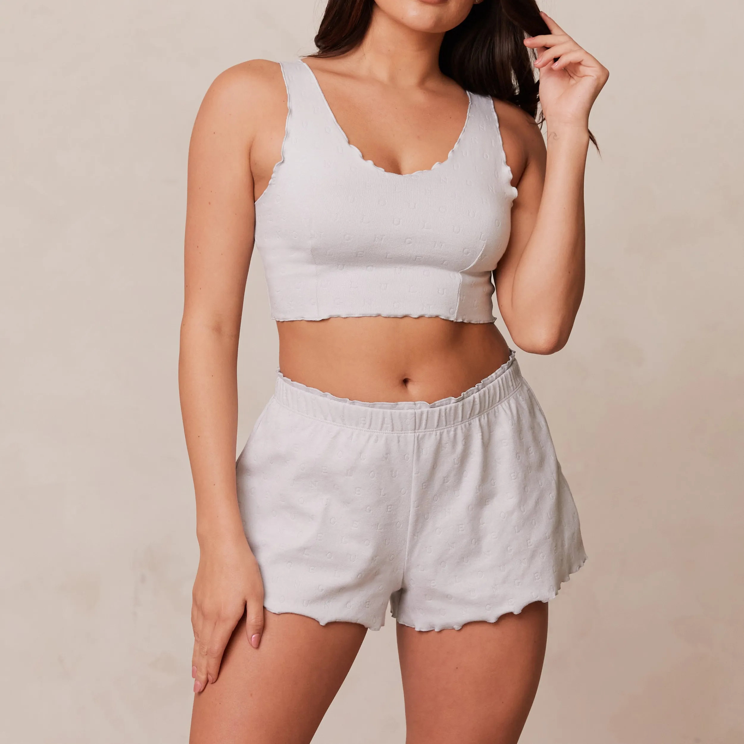 Lounge Underwear Nattkläder<Ruffle Pyjamatopp - Frostfärg