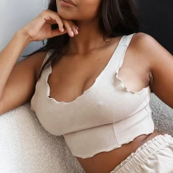 Lounge Underwear Nattkläder<Ruffle Pyjamatopp - Minkfärg