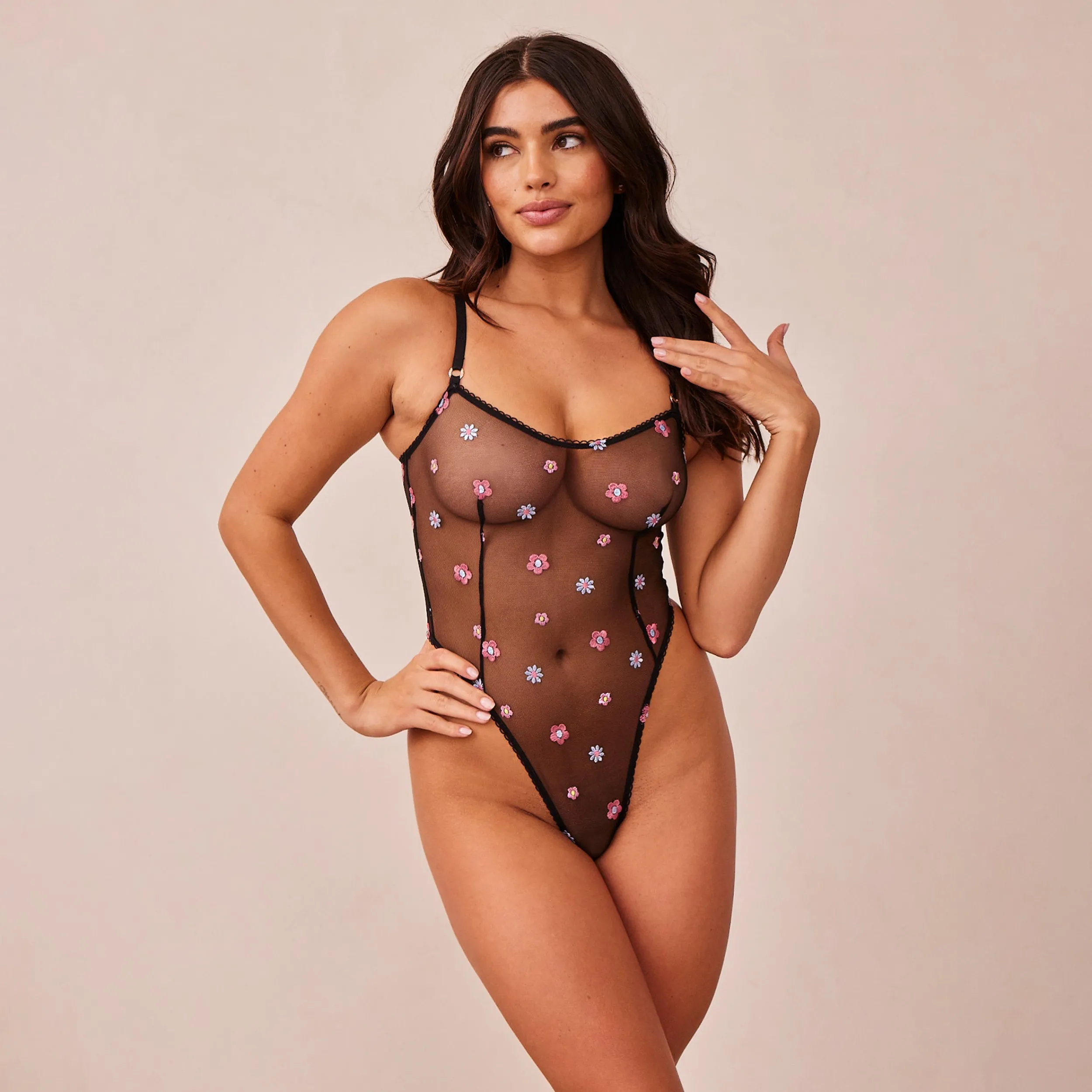 Lounge Underwear Bodysuits<Sheer Floral Bodysuit - Svart