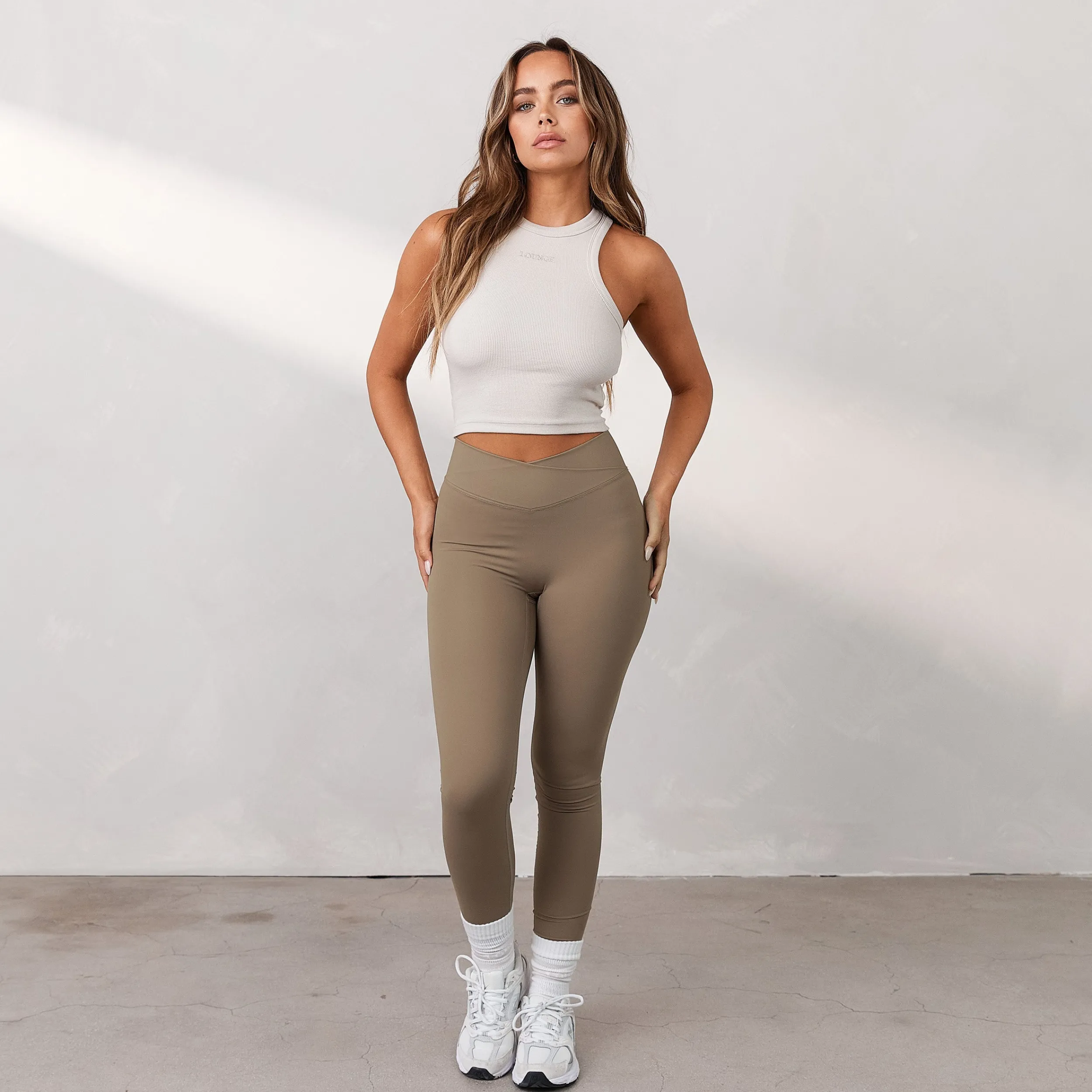 Lounge Underwear Kläder<Silhouette Leggings med Korsning - Mörkbrun