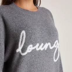 Lounge Underwear Huvtröjor Och Tröjor | Tröjor & Koftor<Stickad Lounge Tröja med rund hals - Grå