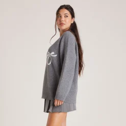 Lounge Underwear Huvtröjor Och Tröjor | Tröjor & Koftor<Stickad Lounge Tröja med rund hals - Grå
