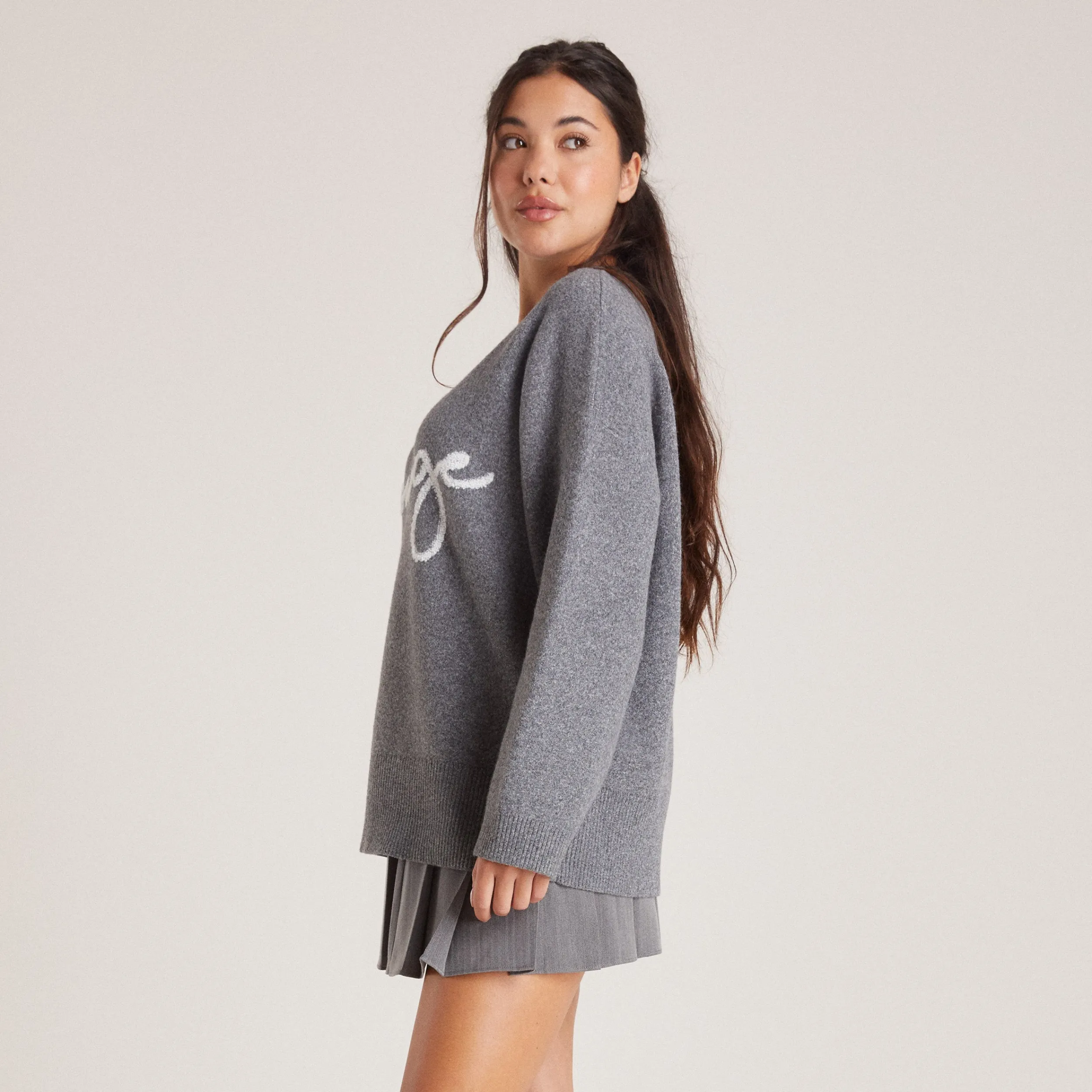 Lounge Underwear Huvtröjor Och Tröjor | Tröjor & Koftor<Stickad Lounge Tröja med rund hals - Grå