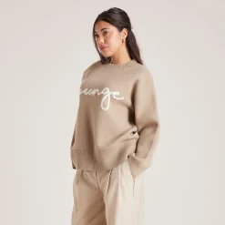 Lounge Underwear Huvtröjor Och Tröjor | Tröjor & Koftor<Stickad Lounge Tröja med rund hals - Brödfärgad