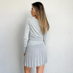 Lounge Underwear Shorts | Klänningar Och Kjolar<Stickad Plisserad Skort - Marl Grå MarlGrå