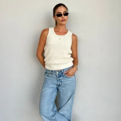 Lounge Underwear Toppar Och T-Shirts<Stickad Västtopp - Krämfärgad