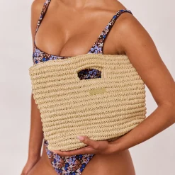 Lounge Underwear Accessoarer<Strandväska med strå - Beige Natural