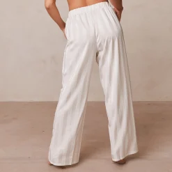 Lounge Underwear Pyjamasset<Striped Satin Pyjama Byxor - Pärlfärgad