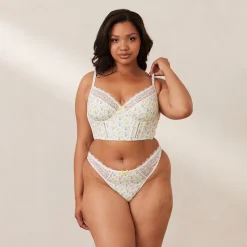 Lounge Underwear Longline<Sweet Longline BH - Blommig Vit BlommigVit