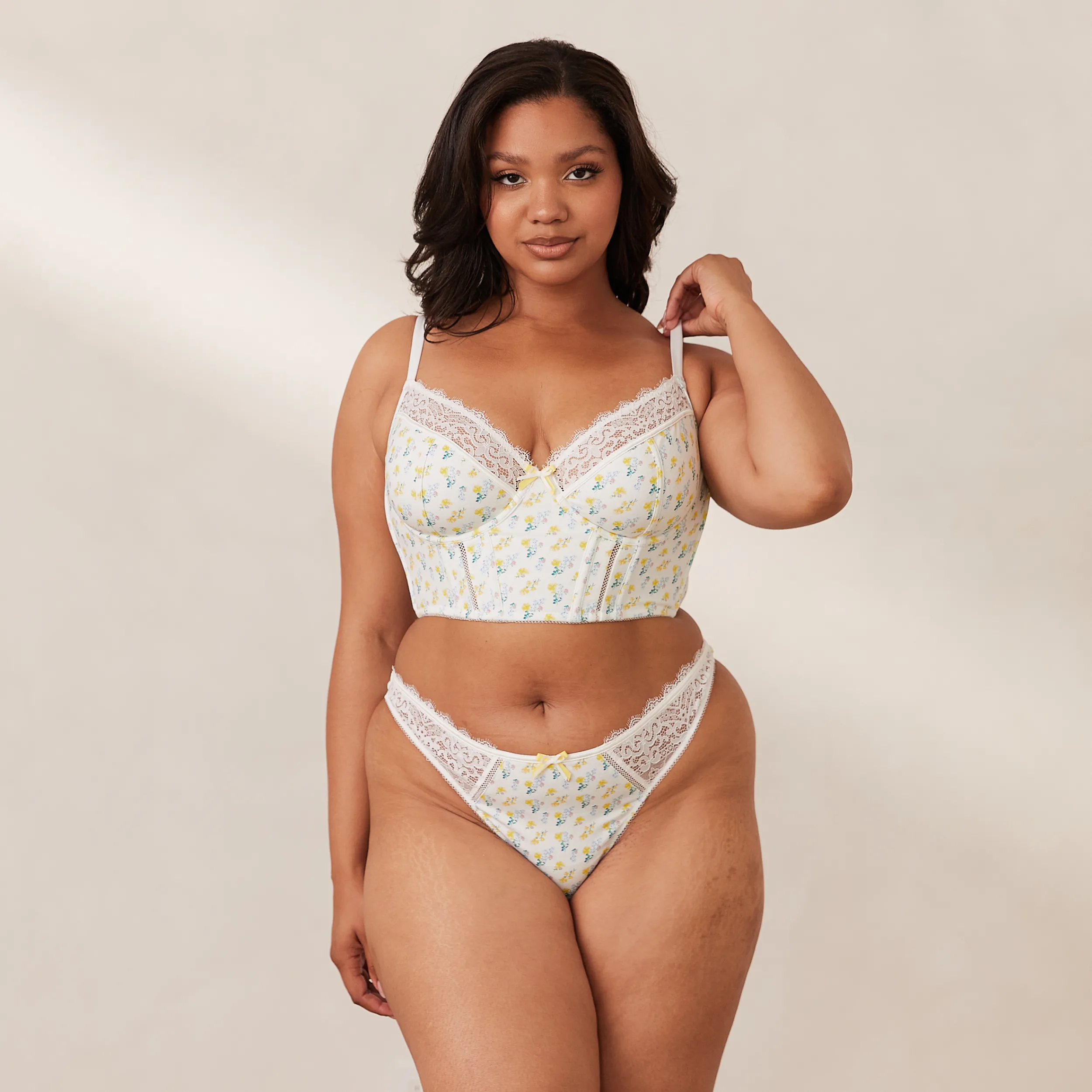 Lounge Underwear Longline<Sweet Longline BH - Blommig Vit BlommigVit