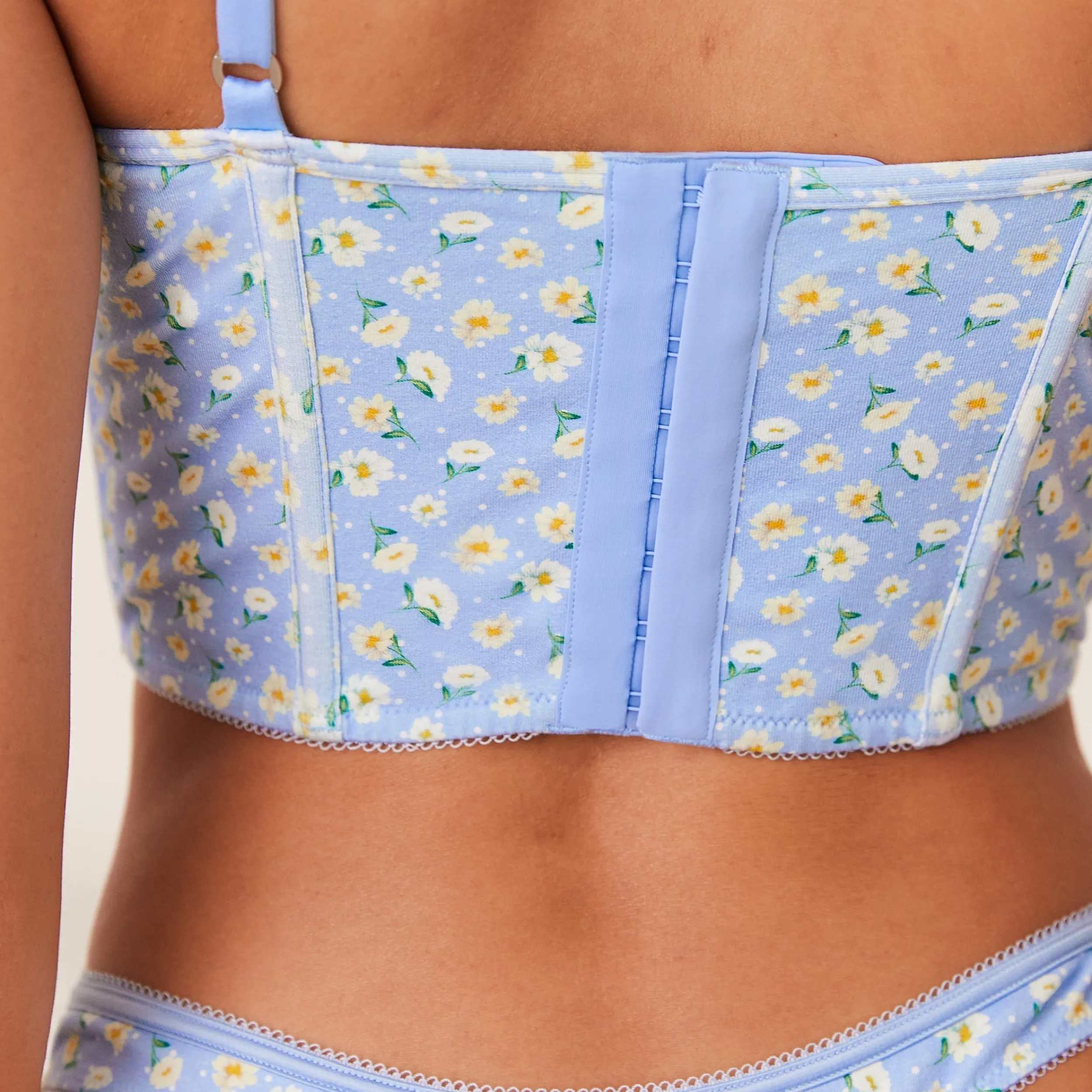 Lounge Underwear Med Bygel | Longline<Sweet Longline BH - Blommig Blå BlommigBlå