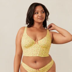 Lounge Underwear Longline<Sweet Longline BH - Blommig Gul BlommigGul