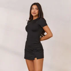 Lounge Underwear Kläder<Varsity Figursydd T-Shirt - Svart