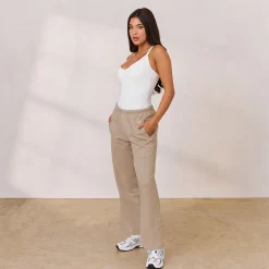 Lounge Underwear Kläder<Varsity Joggingbyxor med Rakt Ben - Havre