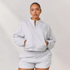 Lounge Underwear Kläder<Varsity Tröja med Kvart Dragkedja - Frostfärgad